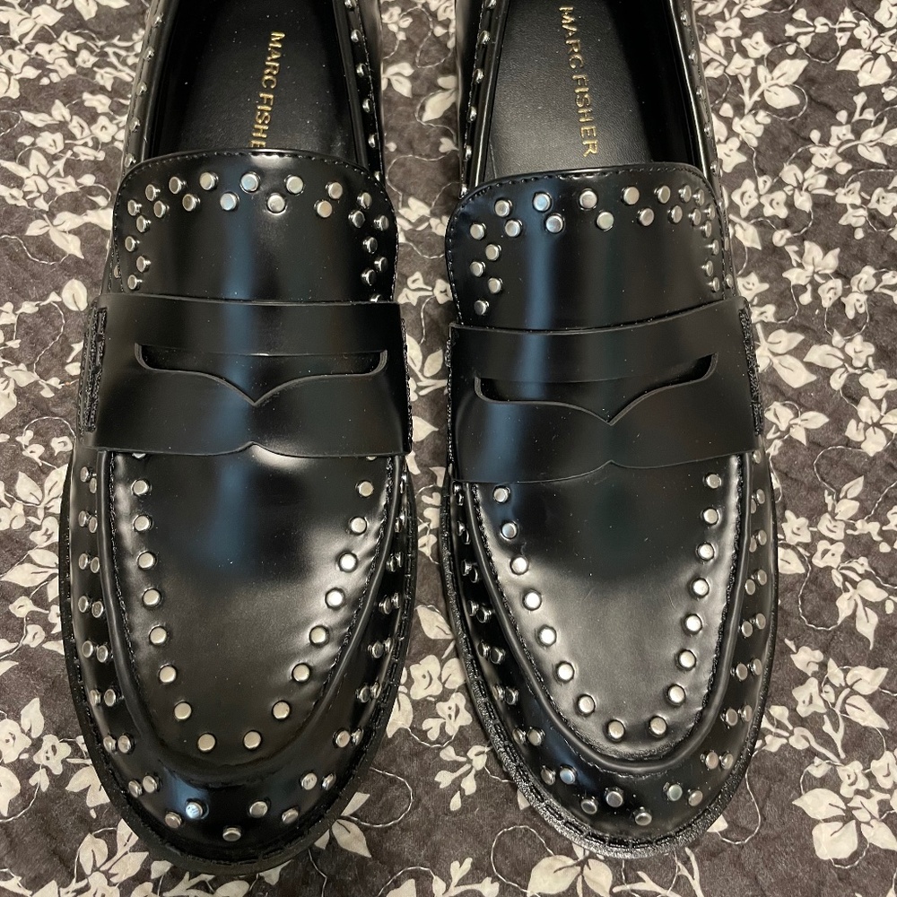 Marc Jacobs black studded leather loafers--NEW in box! US 9.5